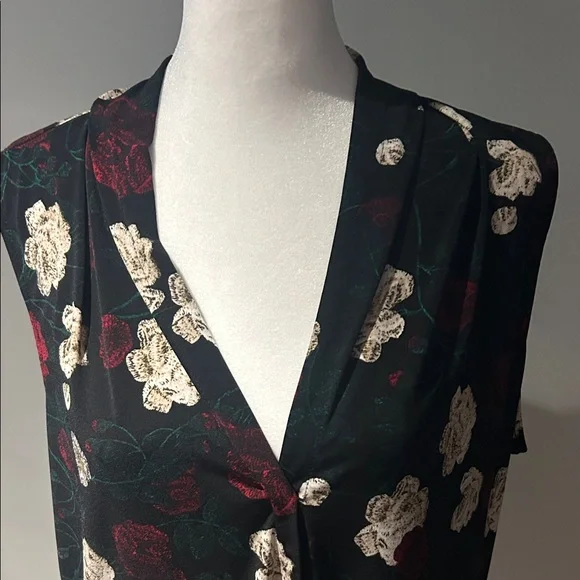 Calvin Klein Black Floral Sleeveless Blouse - Picture 3 of 5